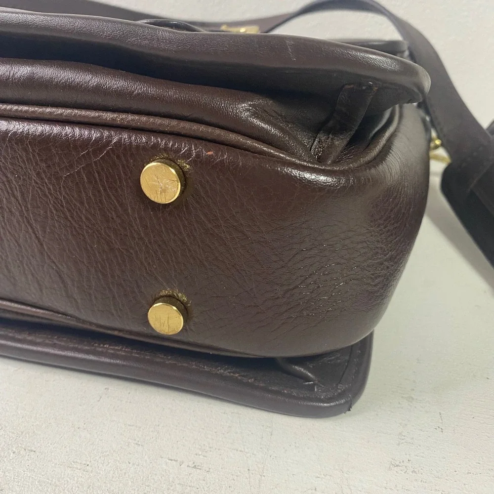 Hidesign The Icons Brown Leather Messenger Briefcase Laptop Bag Brass Hardware